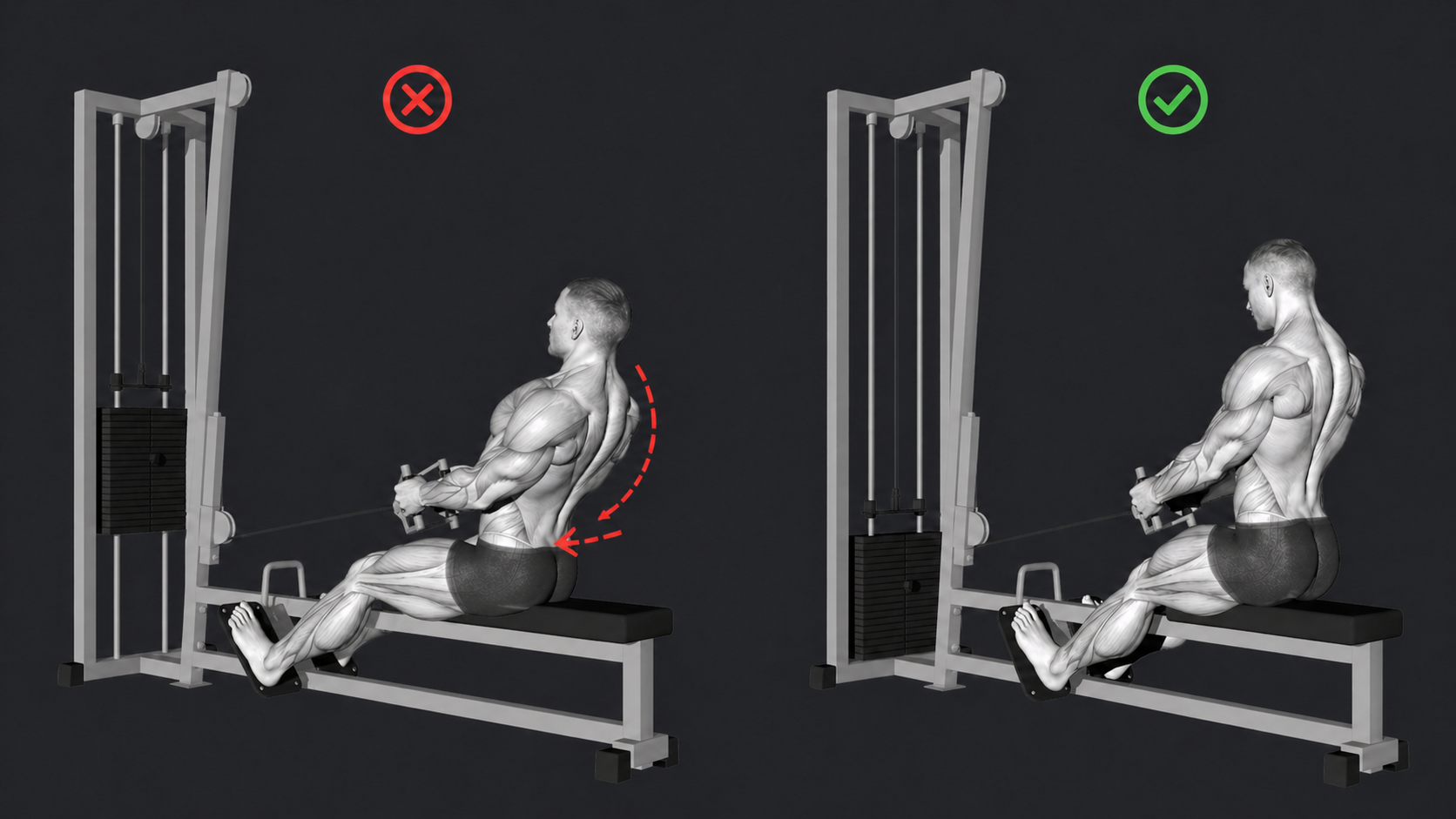Seated Cable Row — Rocking the torso