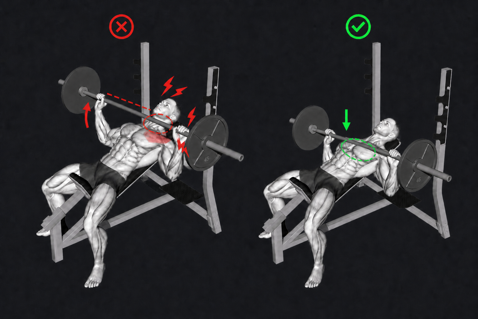 Incline Bench Press — Lowering the bar too high