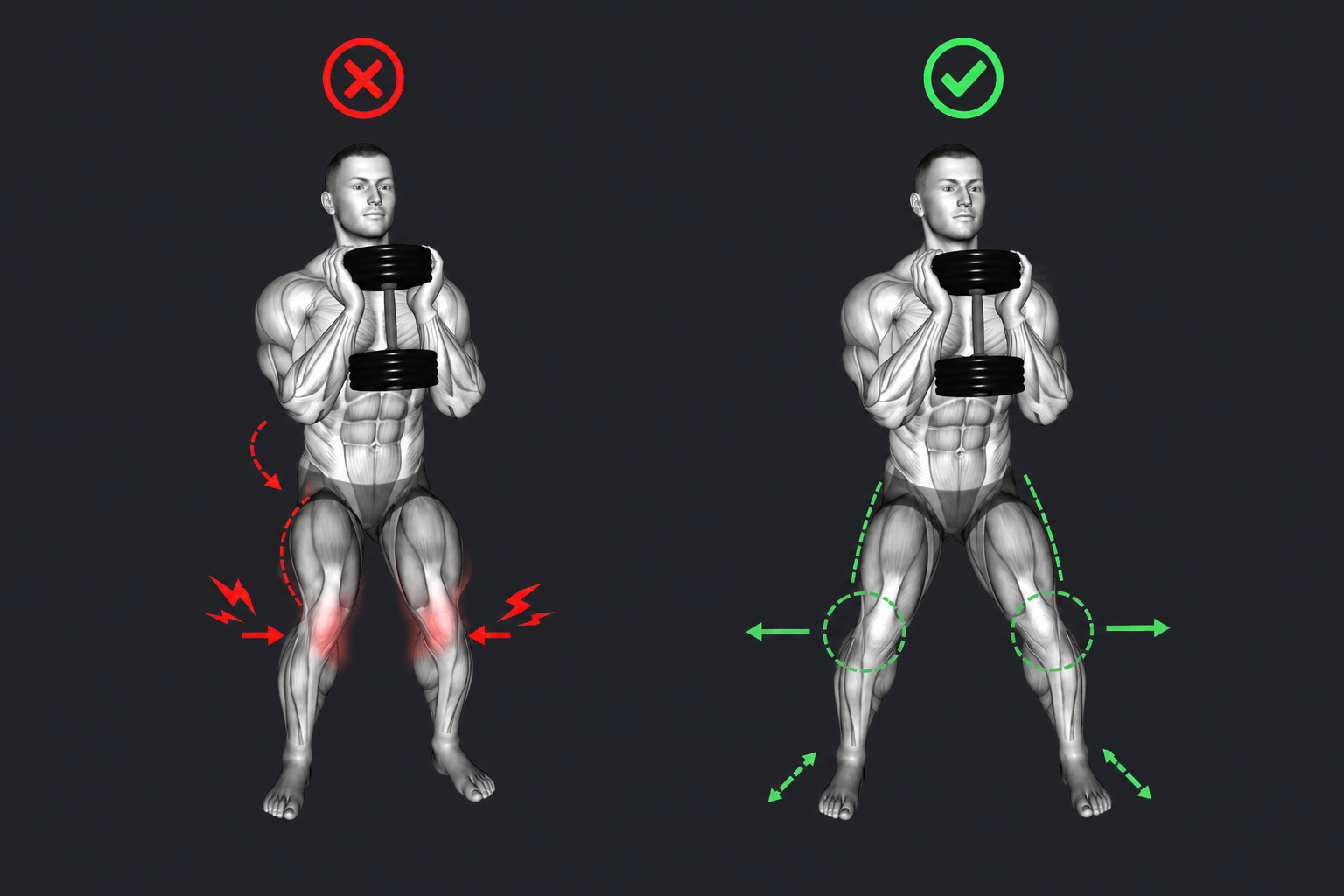 Goblet Squat — Knees collapse inward