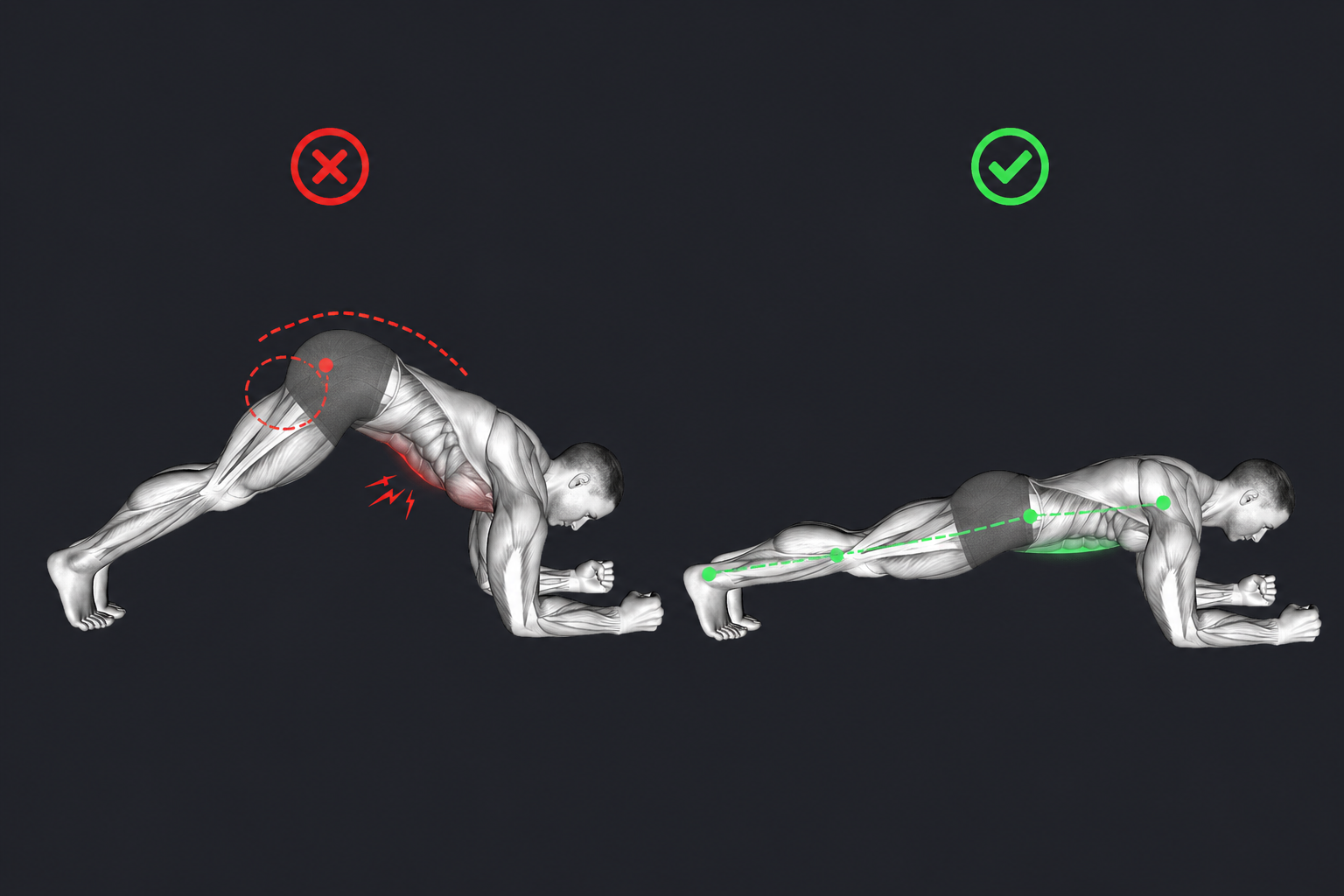 Plank — Hips lift too high